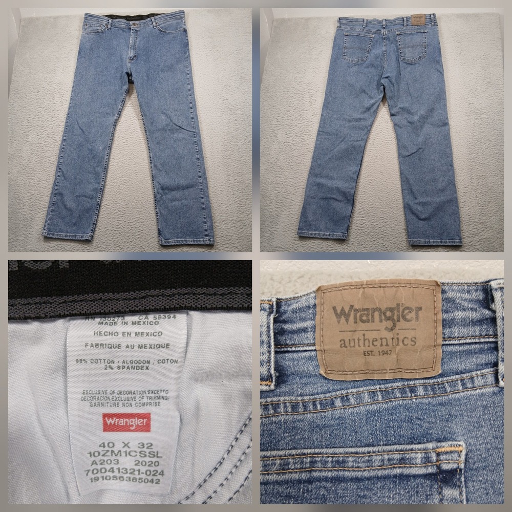 Wrangler Authentics Straight Fit Jeans Men's 40x32‎ Blue Stretch Denim